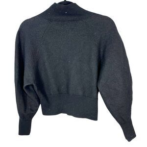 COS Mock Neck Wool Black Dolman Sleeve Fitted Crop Sweater Women's Size Small